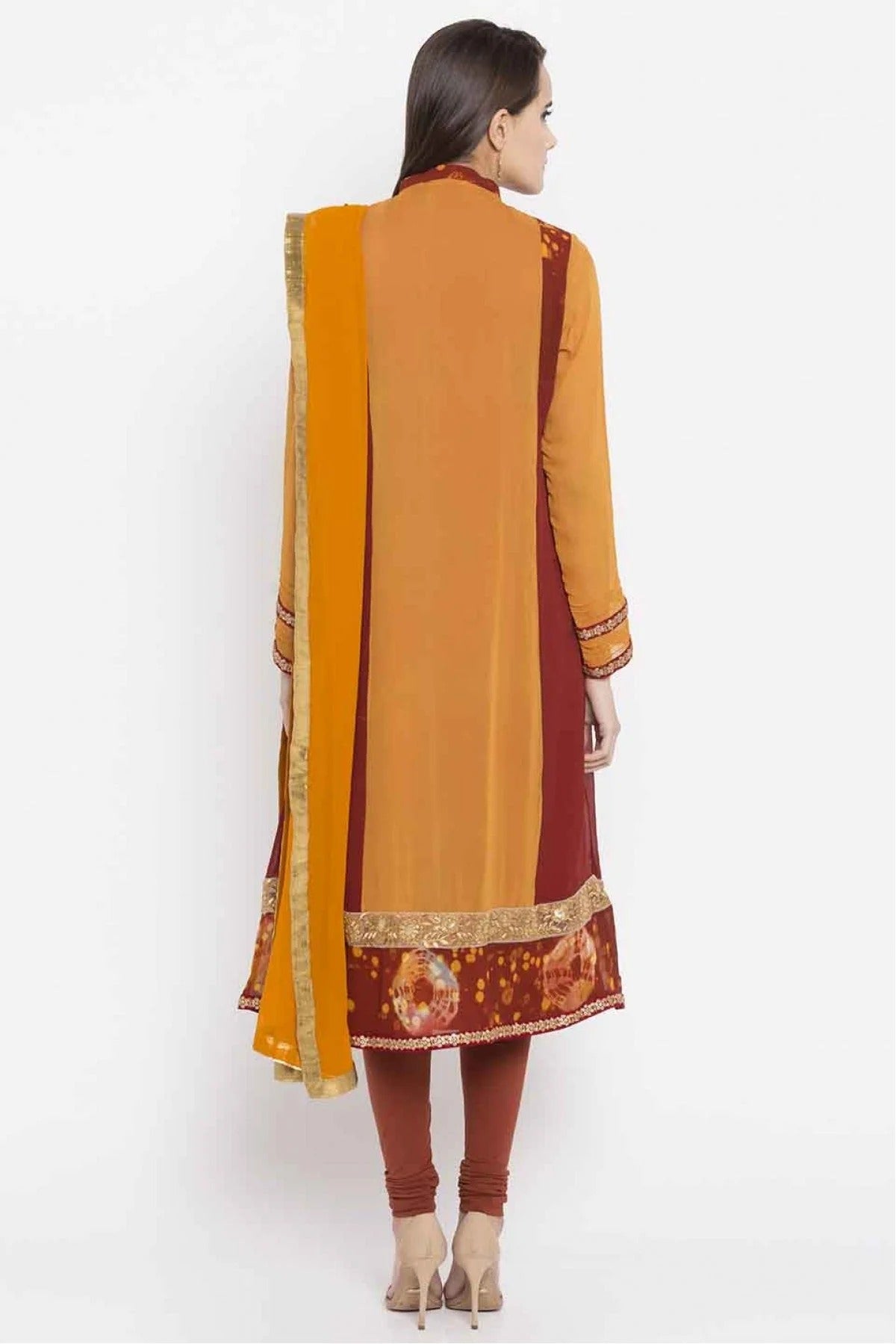 Mustard Colour Plus Size Stitched Faux Georgette Embroidery Churidar Suit BW1070186 A