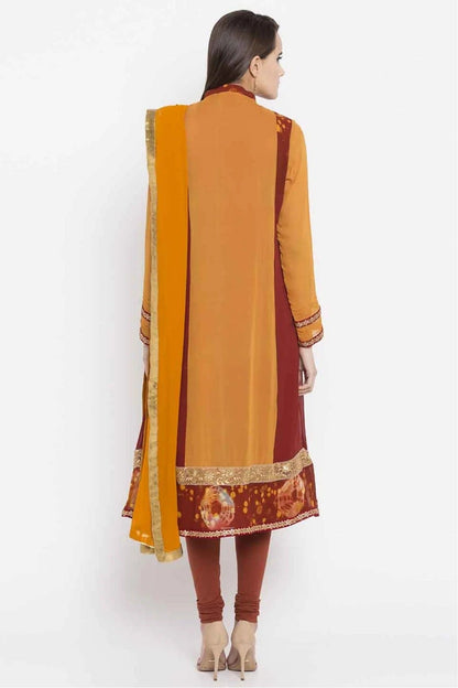 Mustard Colour Plus Size Stitched Faux Georgette Embroidery Churidar Suit BW1070186 A
