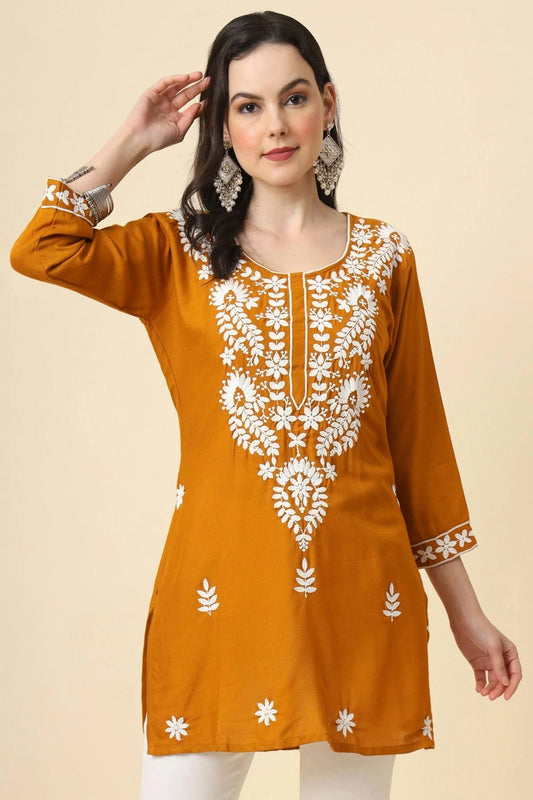 Mustard Colour Rayon Readymade Top TP1110829