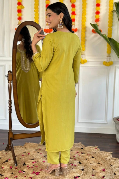 Mustard Colour Rayon Slub Stitched Salwar Suit SS1112021 A