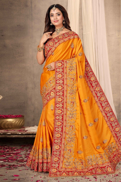 Mustard Colour Satin Designer Saree SD1120656 A