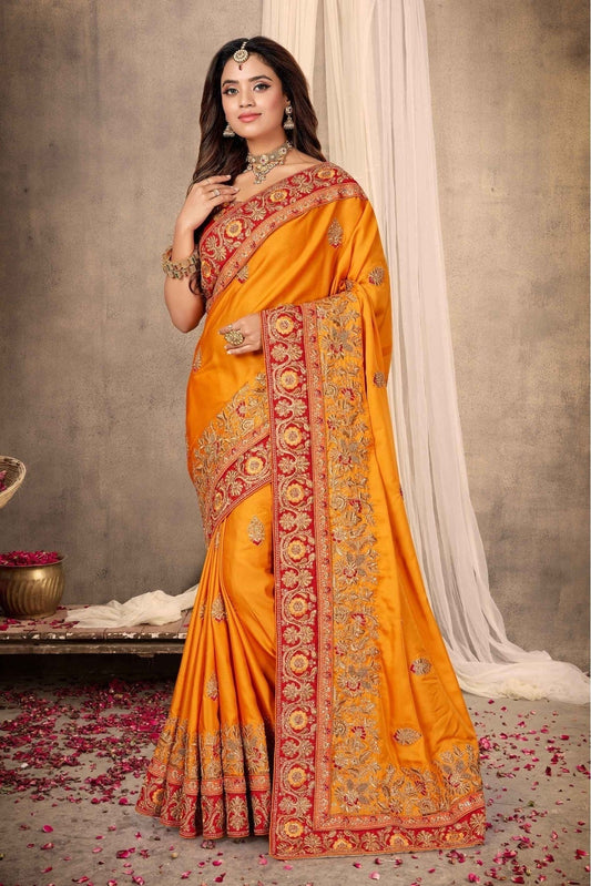 Mustard Colour Satin Designer Saree SD1120656
