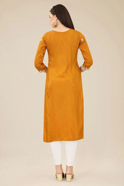 Mustard Colour Shiny Silk Kurti KR1111003 A