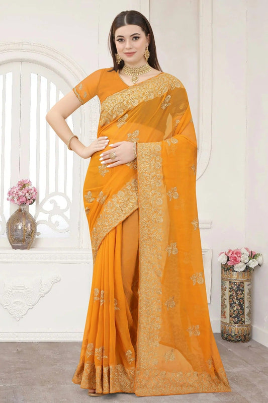 Mustard Colour Silk Designer Saree LC1121300