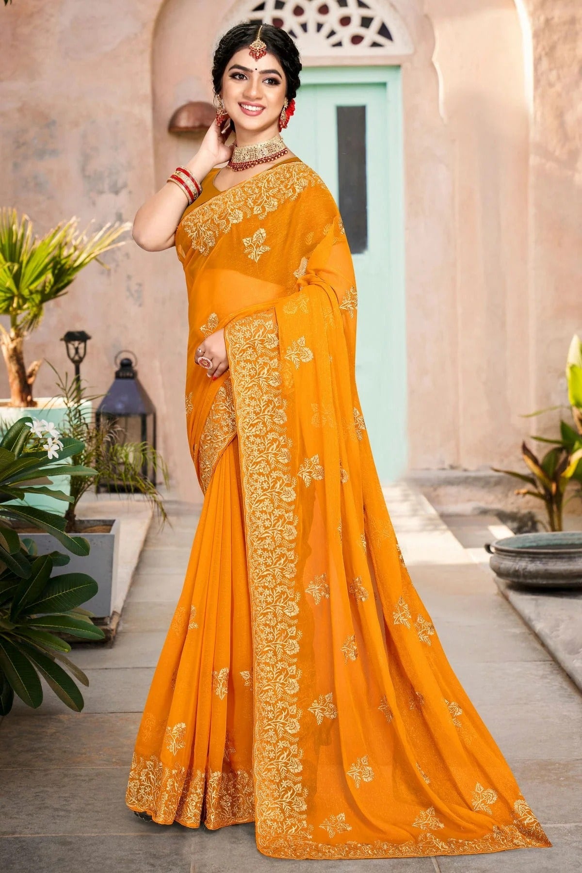 Mustard Colour Silk Designer Saree LC1121346