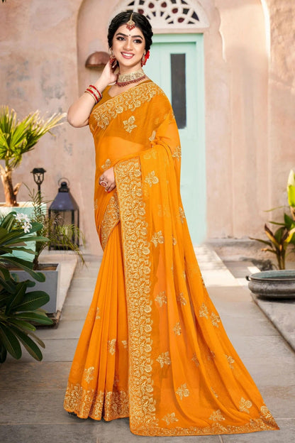 Mustard Colour Silk Designer Saree LC1121346