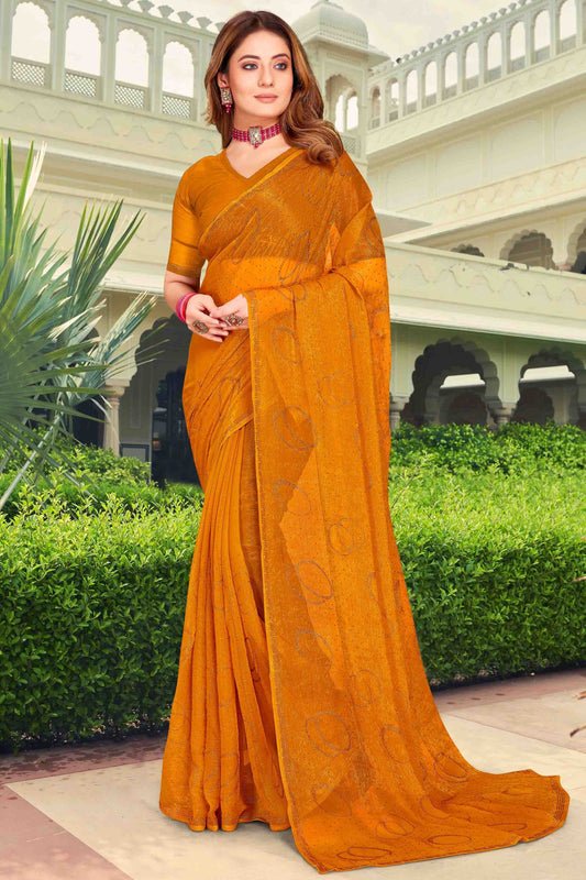 Mustard Colour Simmer Chiffon Designer Saree SD1121267