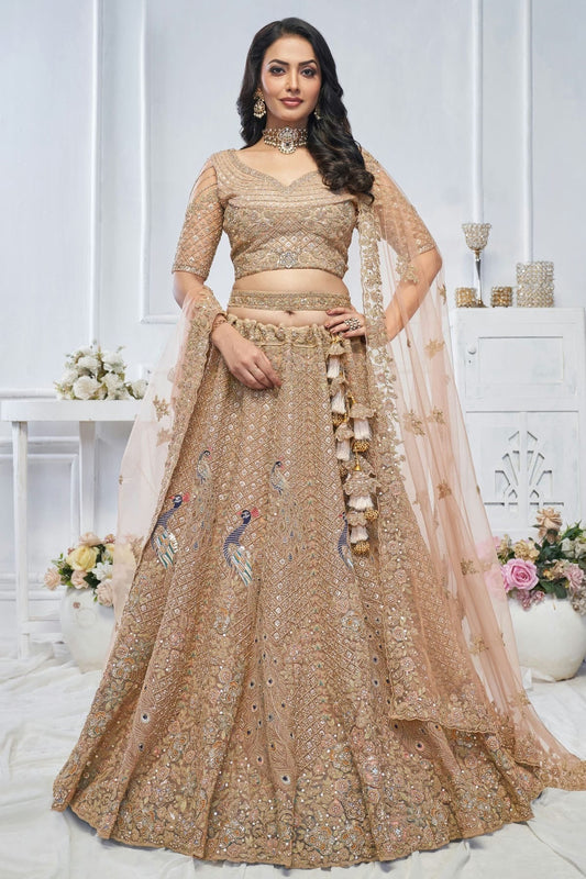Mustard Colour Soft Net Embroidery Lehenga Choli LC1111366