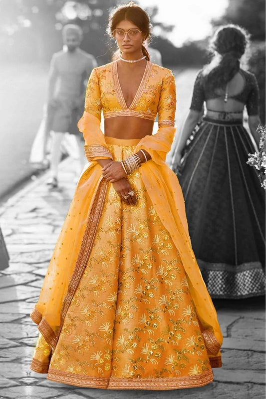 Mustard Colour Thai Silk Lehenga Choli LC1010018