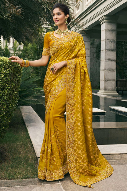 Mustard Colour Tissue Silk Designer Saree SD1290229