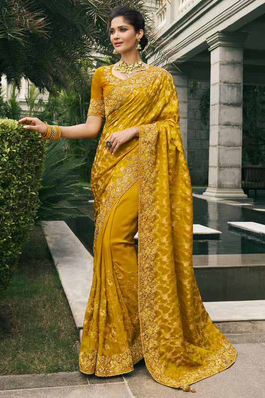 Mustard Colour Tissue Silk Designer Saree SD1290229