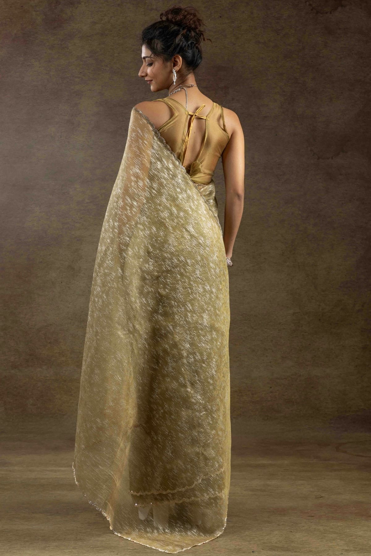 Mustard Colour Tissue Silk Ready To Wear Saree SD1122040 A