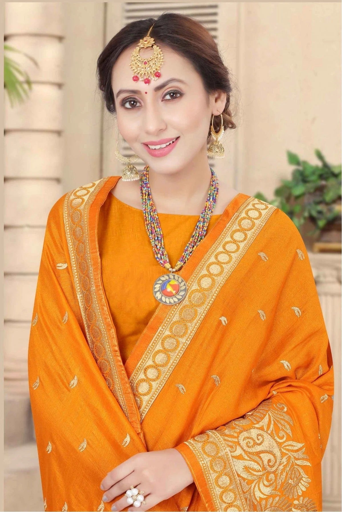 Mustard Colour Vichitra Silk Designer Saree SD1120674 A
