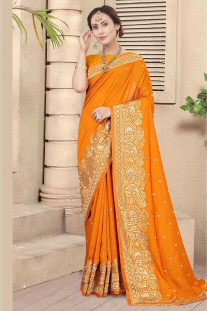 Mustard Colour Vichitra Silk Designer Saree SD1120674