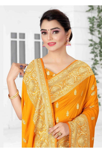 Mustard Colour Vichitra Silk Designer Saree SD1120706 A
