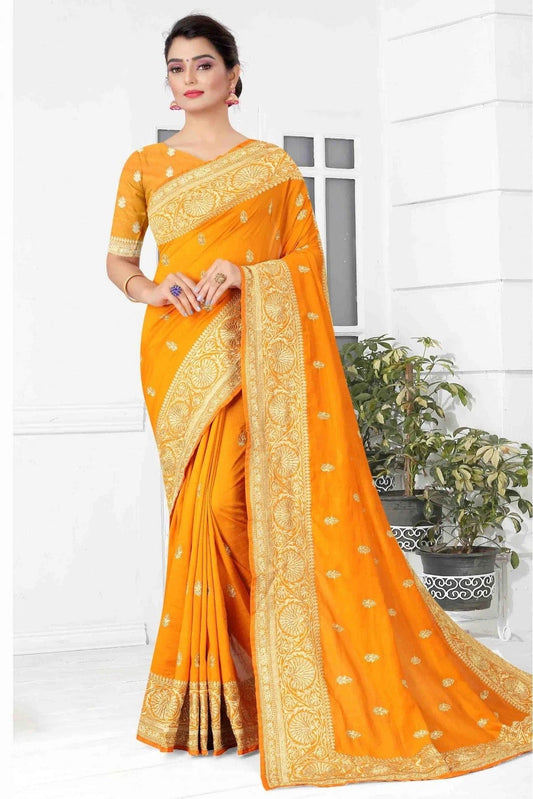 Mustard Colour Vichitra Silk Designer Saree SD1120706