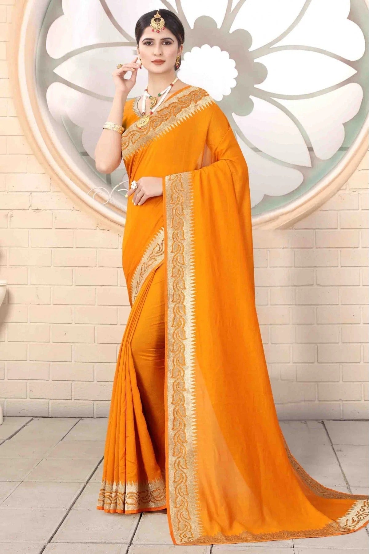 Mustard Colour Vichitra Silk Designer Saree SD1120739