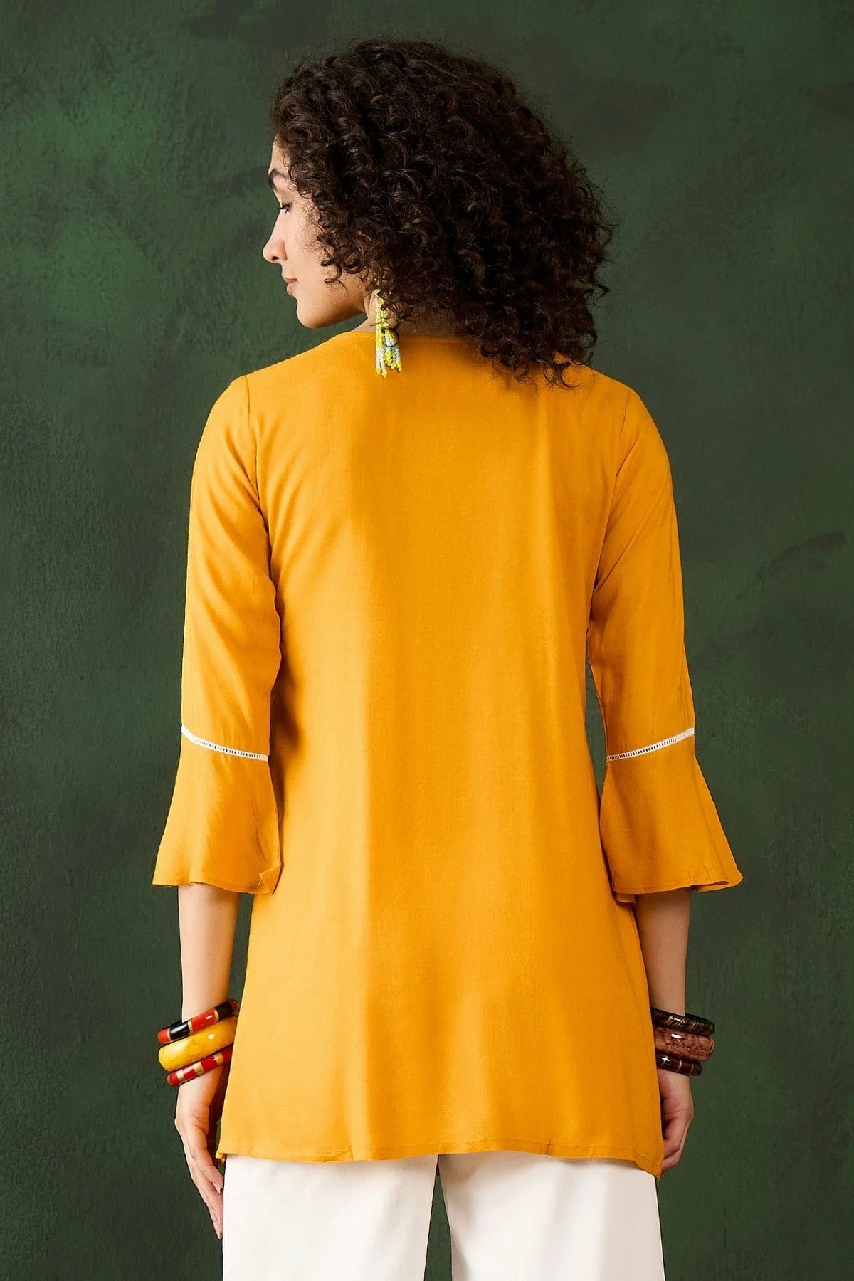 Mustard Colour Viscose Rayon Readymade Top TP1110886 A