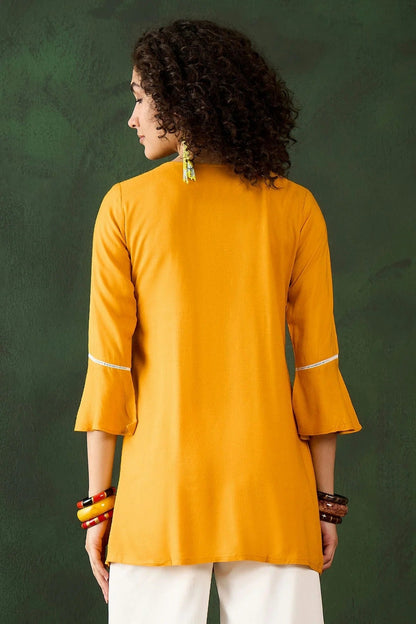 Mustard Colour Viscose Rayon Readymade Top TP1110886 A