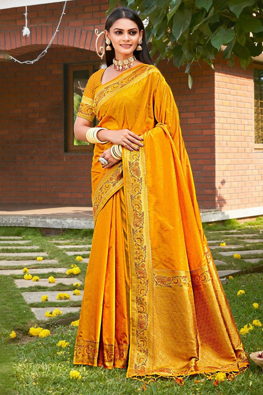 Mustard Colour Woven Work Kanjivaram Silk Saree SD1101713