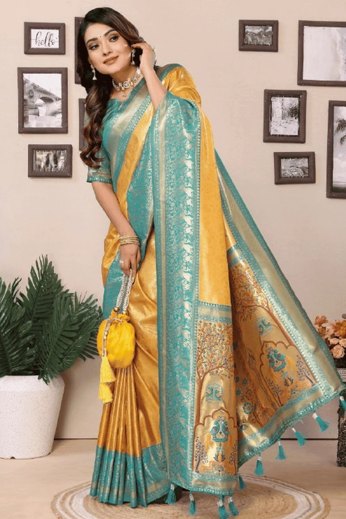 Mustard Colour Woven Work Pure Banarasi Tissue Silk Traditional Saree SD1250310 A