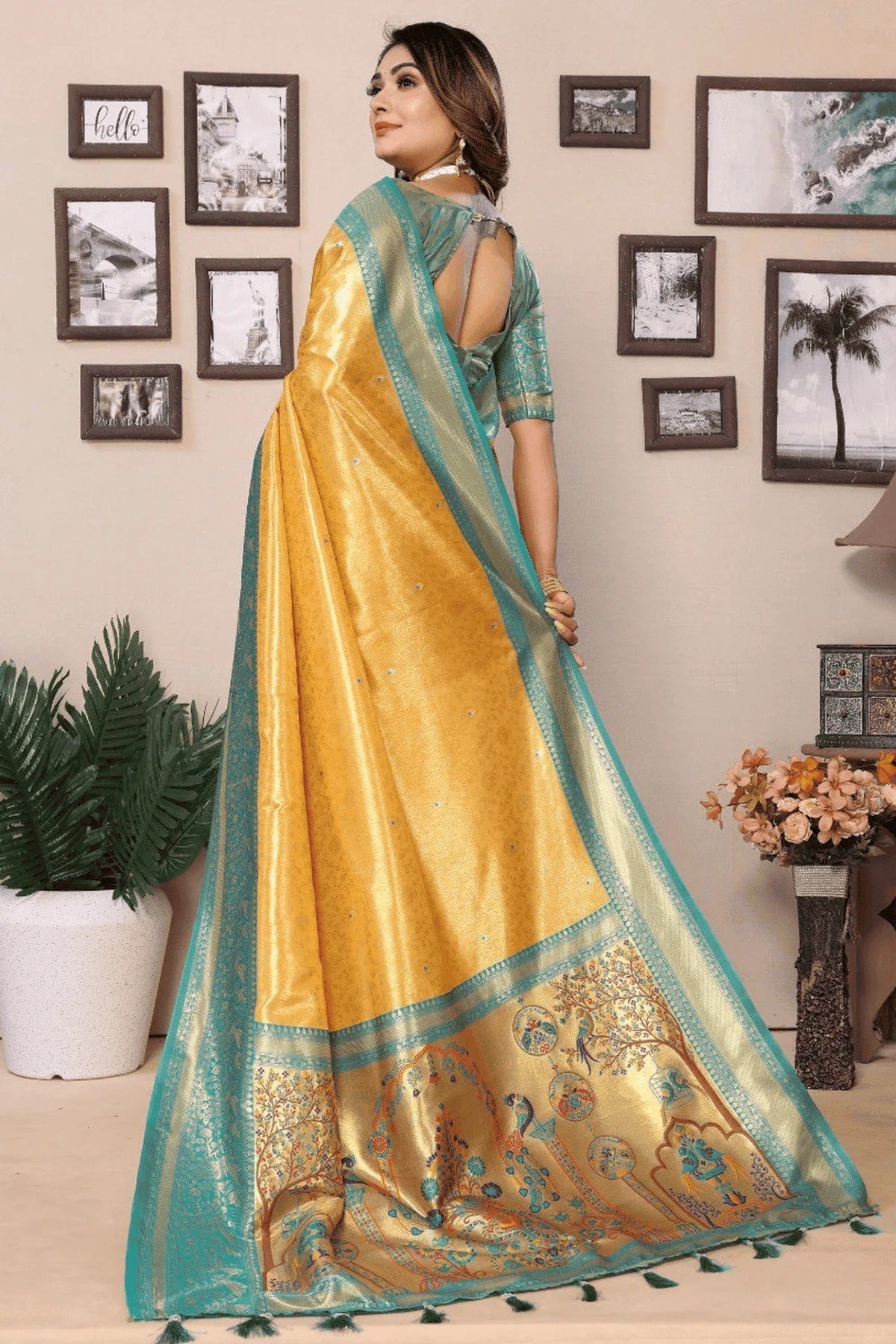 Mustard Colour Woven Work Pure Banarasi Tissue Silk Traditional Saree SD1250310 B