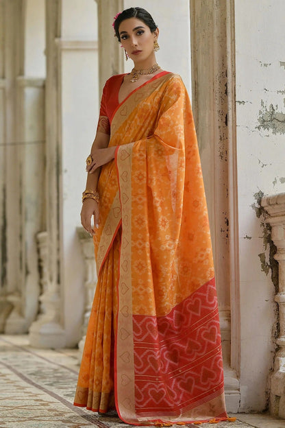 Mustard Colour Woven Work Raw Silk Saree SD1260036 A