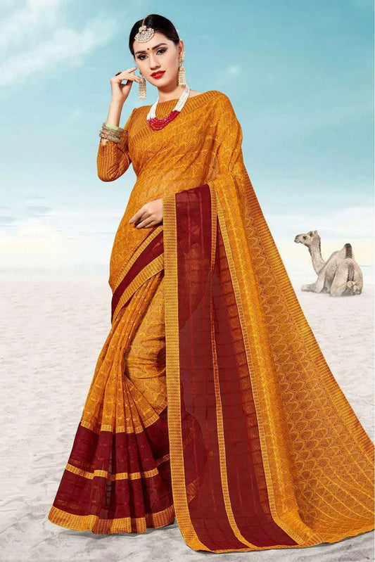 Mustard and Maroon Colour Kota Traditional Saree SD1100738