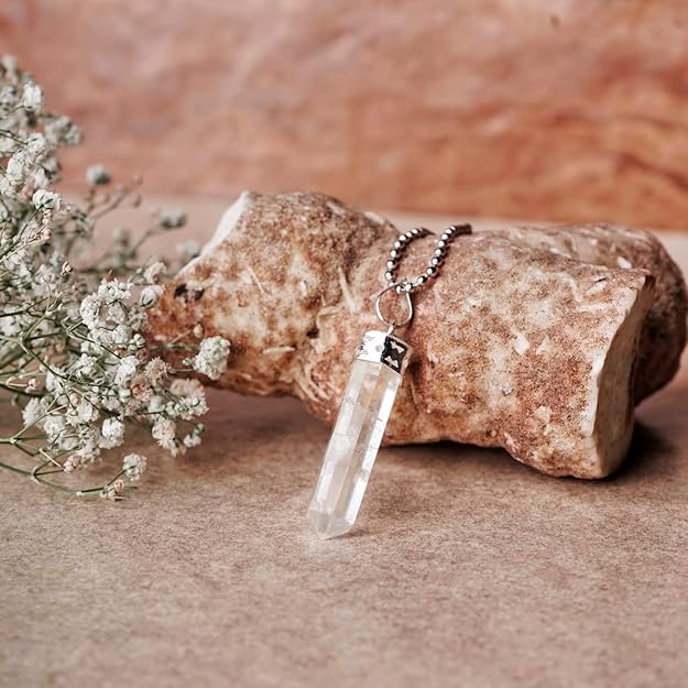 Natural Clear Quartz Pencil Pendant – Crystal Point Necklace for Clarity & Healing