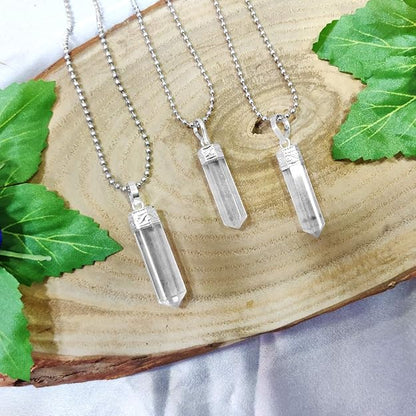 Natural Clear Quartz Pencil Pendant – Crystal Point Necklace for Clarity & Healing
