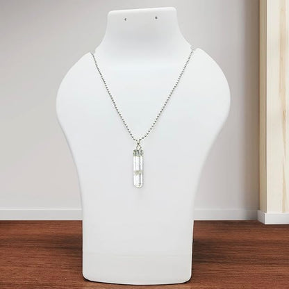 Natural Clear Quartz Pencil Pendant – Crystal Point Necklace for Clarity & Healing