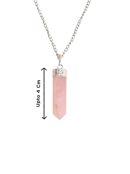 Natural Rose Quartz Pencil Pendant – Pink Crystal Point Necklace for Love & Healing