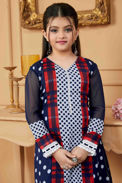 Navy Blue  Colour Faux Georgette Pant Style Suit GW1070766 B