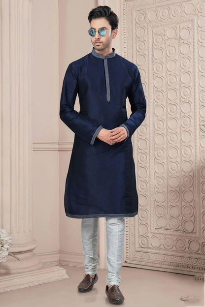 Navy Blue Art Silk Kurta Pajama KP1040702