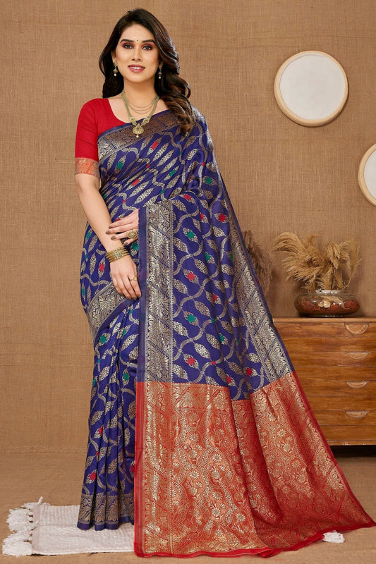 Navy Blue Colour Banarasi Silk Saree SD1110243