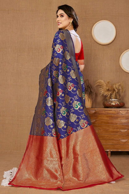 Navy Blue Colour Banarasi Silk Saree SD1110291 A