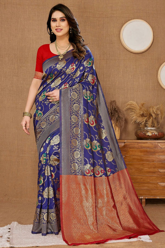 Navy Blue Colour Banarasi Silk Saree SD1110291