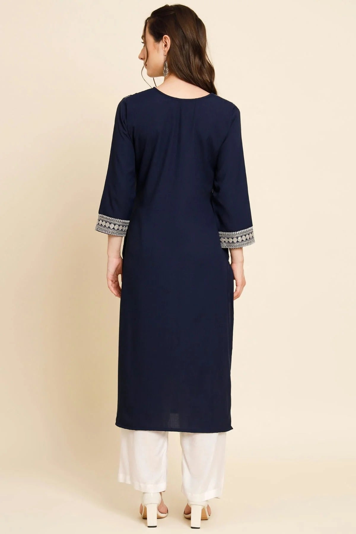Navy Blue Colour Butter Crepe Kurti KR1111029 A