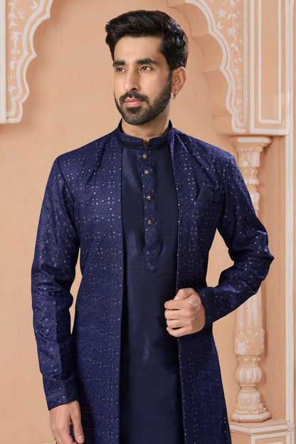 Navy Blue Colour Champion Silk Sherwani SH1040548 A