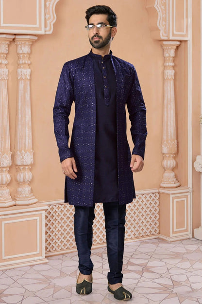 Navy Blue Colour Champion Silk Sherwani SH1040548
