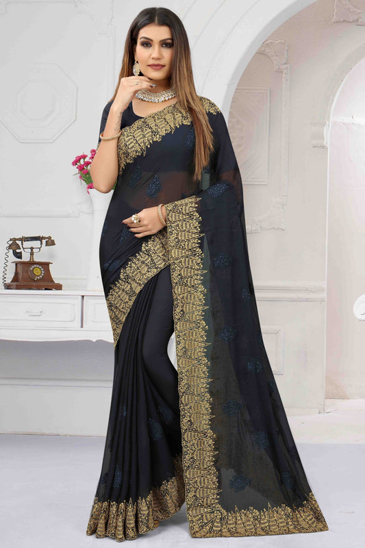 Navy Blue Colour Chiffon Designer Saree SD1121202