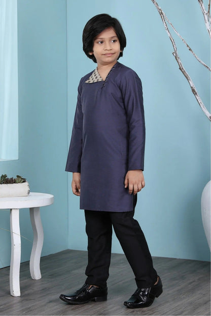 Navy Blue Colour Cotton Silk Kurta Pajama BW1070085 A