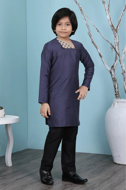 Navy Blue Colour Cotton Silk Kurta Pajama BW1070085 B
