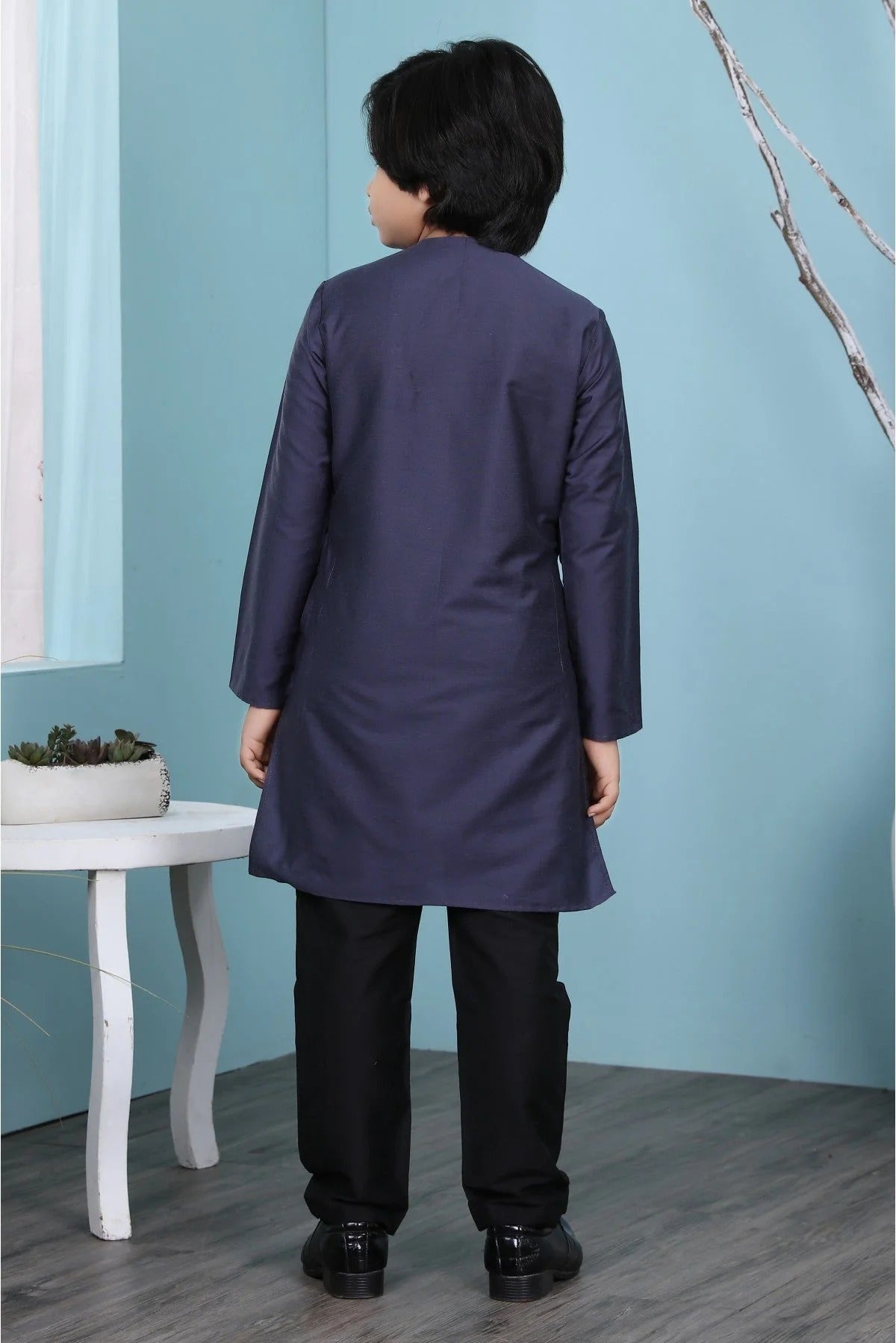 Navy Blue Colour Cotton Silk Kurta Pajama BW1070085 C