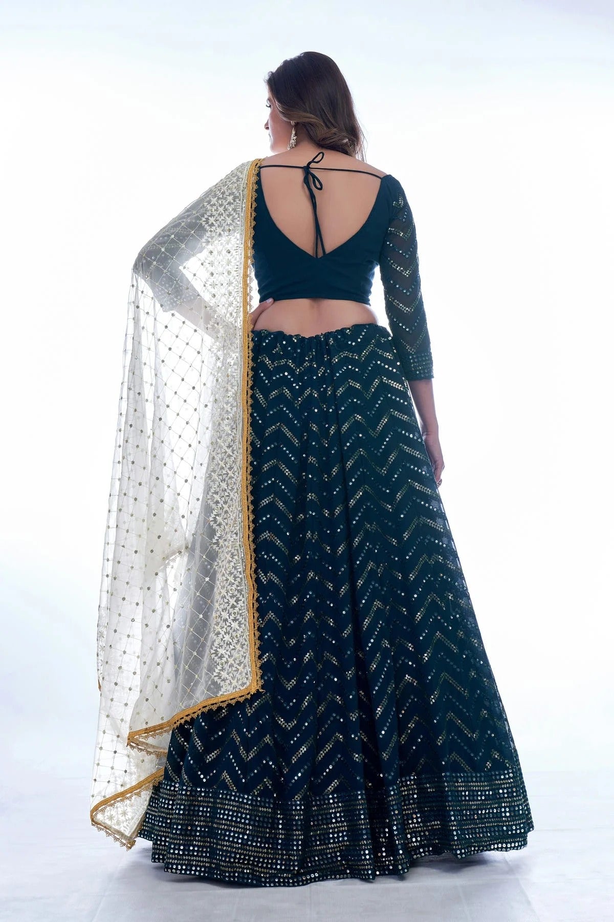 Navy Blue Colour Embroidery Georgette Lehenga Choli LD1080750 A