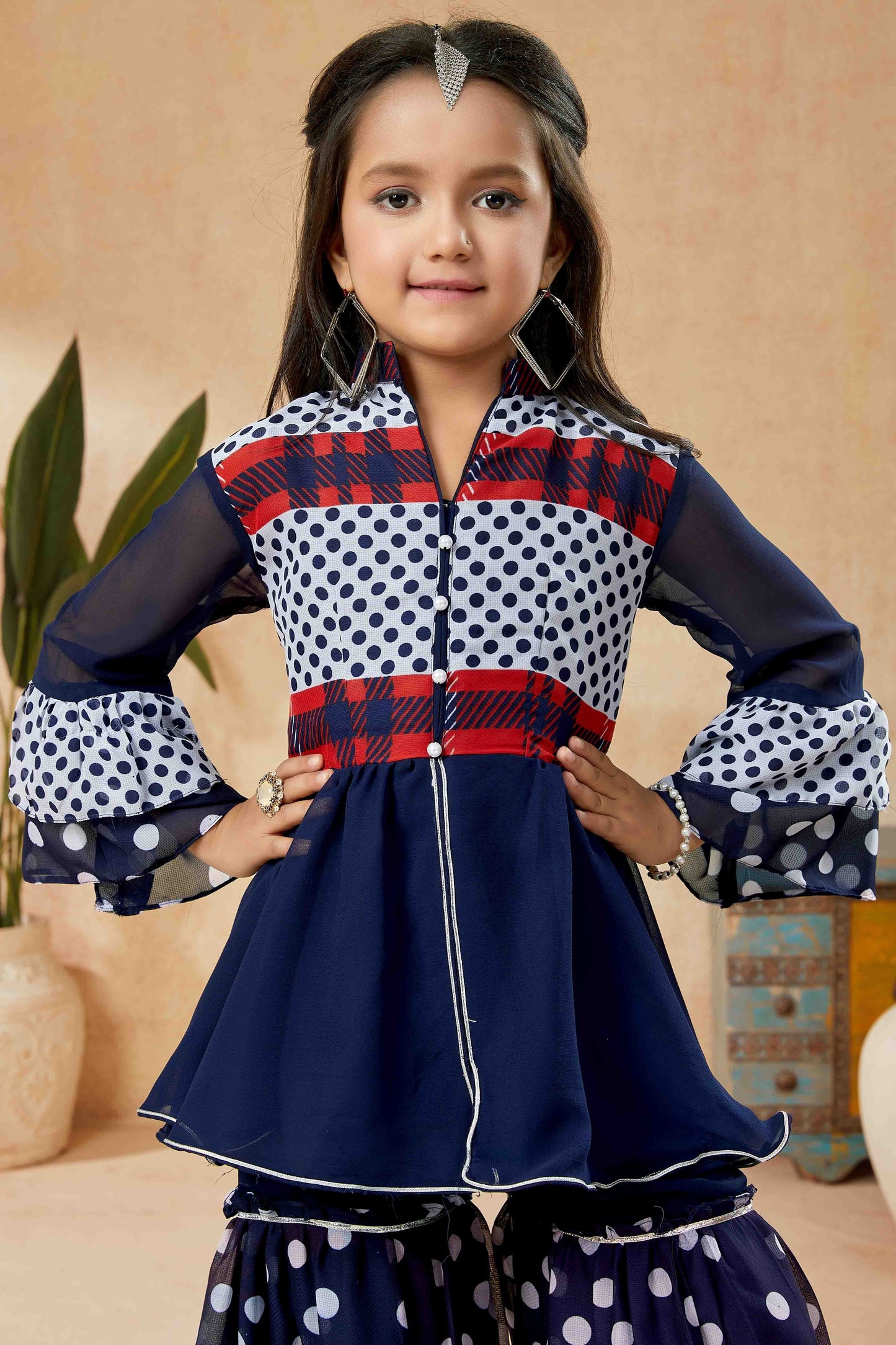 Navy Blue Colour Faux Georgette Sharara Suit GW1070768 B