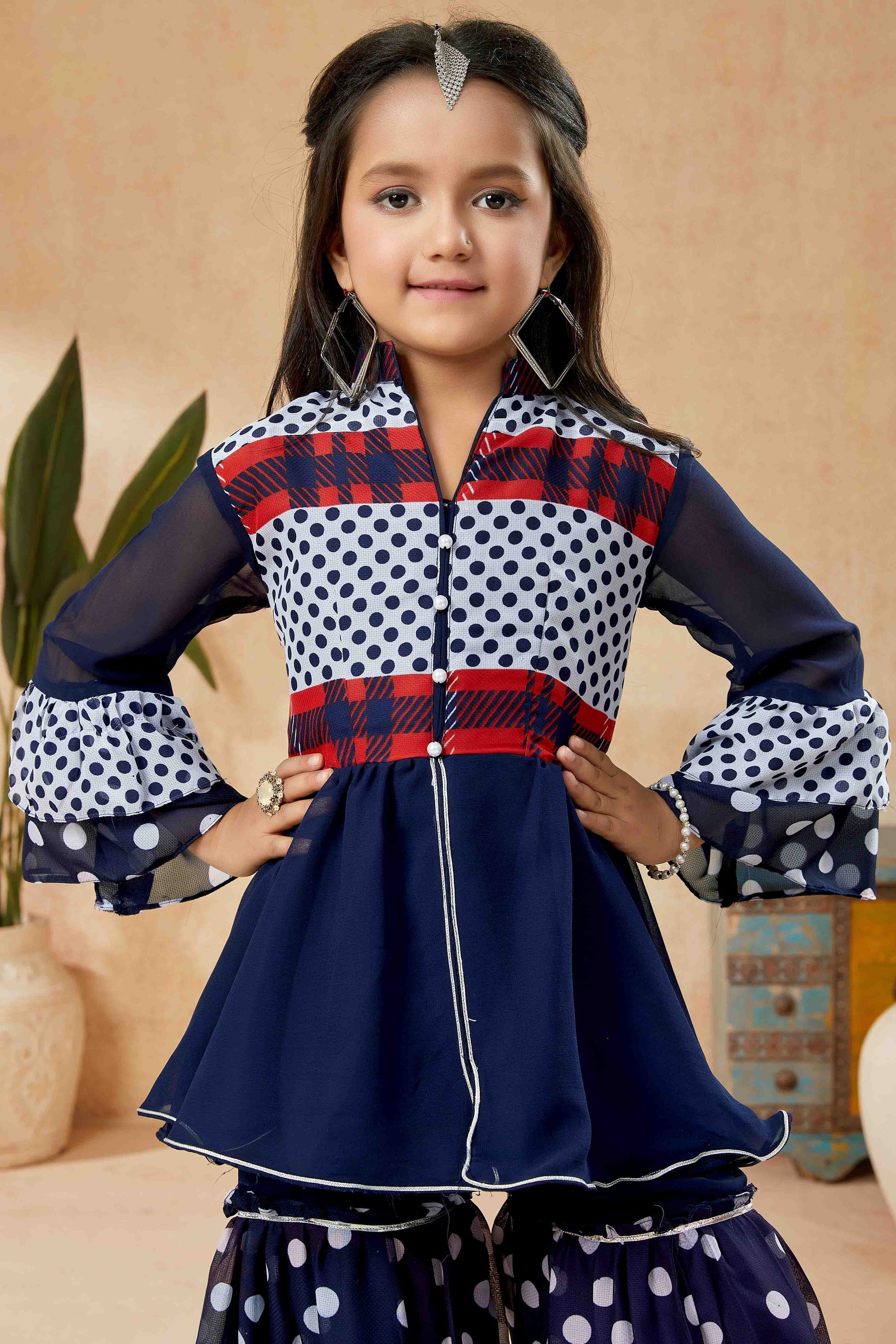 Navy Blue Colour Faux Georgette Sharara Suit GW1070768 B