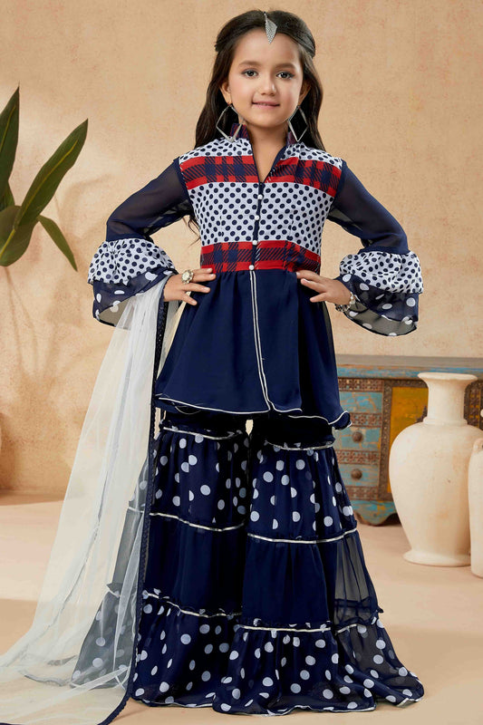 Navy Blue Colour Faux Georgette Sharara Suit GW1070768