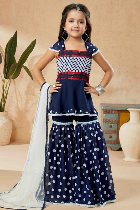 Navy Blue Colour Faux Georgette Sharara Suit GW1070769