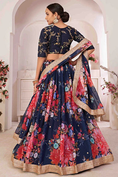 Navy Blue Colour Georgette Designer Lehenga Choli LC1240046 A